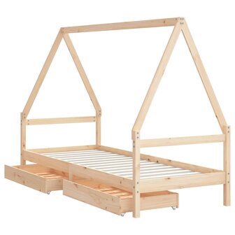 Kinderbedframe met lades 80x200 cm massief grenenhout 4