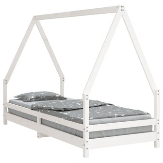 Kinderbedframe 80x200 cm massief grenenhout wit 2