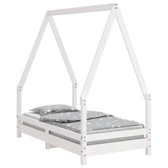 Kinderbedframe 70x140 cm massief grenenhout wit 2