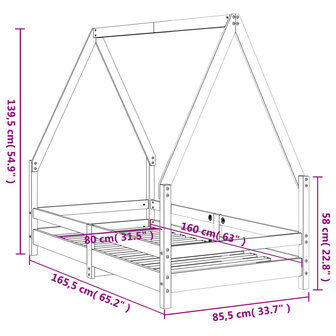 Kinderbedframe 80x160 cm massief grenenhout zwart 8