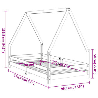 Kinderbedframe 90x190 cm massief grenenhout 9