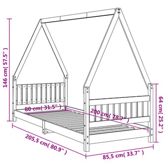 Kinderbedframe 80x200 cm massief grenenhout 9