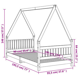 Kinderbedframe 90x190 cm massief grenenhout 9