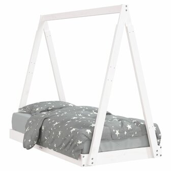 Kinderbedframe 70x140 cm massief grenenhout wit 2