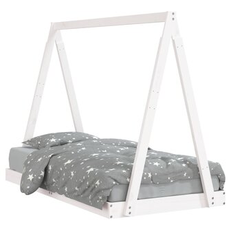 Kinderbedframe 80x160 cm massief grenenhout wit 2