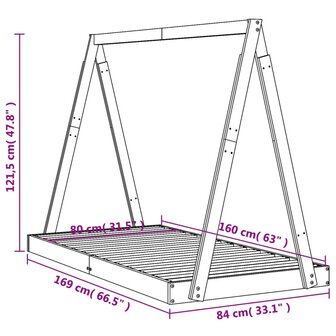 Kinderbedframe 80x160 cm massief grenenhout wit 9