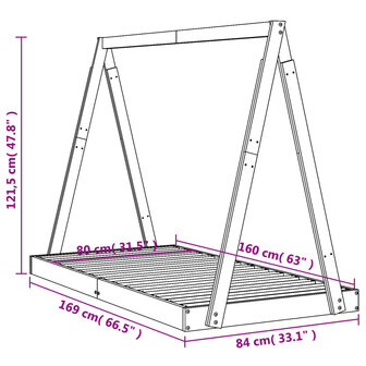 Kinderbedframe 80x160 cm massief grenenhout zwart 9