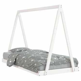 Kinderbedframe 90x190 cm massief grenenhout wit 2