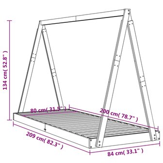 Kinderbedframe 80x200 cm massief grenenhout wit 9