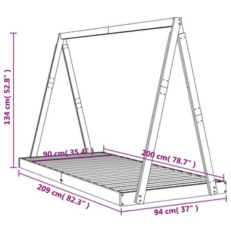 Kinderbedframe 90x200 cm massief grenenhout 9