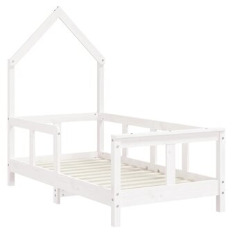 Kinderbedframe 70x140 cm massief grenenhout wit 3