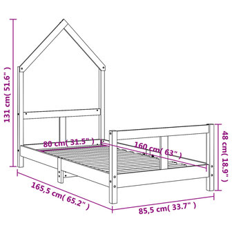 Kinderbedframe 80x160 cm massief grenenhout 9