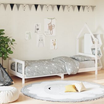 Kinderbedframe 80x200 cm massief grenenhout wit 1