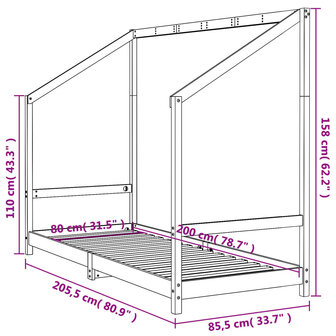 Kinderbedframe 80x200 cm massief grenenhout wit 9