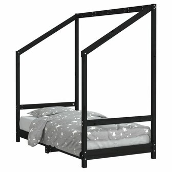 Kinderbedframe 80x160 cm massief grenenhout zwart 2