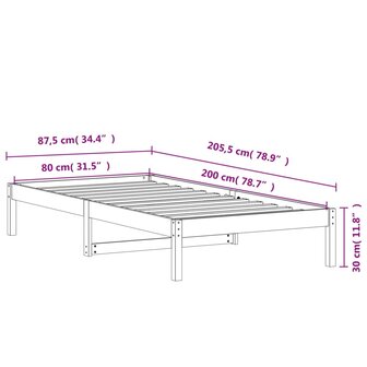 Slaapbank 80x200 cm massief grenenhout wasbruin 9