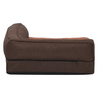 Hondenbed ergonomisch linnen-look 75x53 cm fleece bruin 4