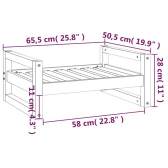 Hondenmand 65,5x50,5x28 cm massief grenenhout wit 8