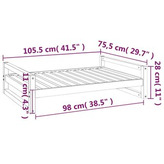 Hondenmand 105,5x75,5x28 cm massief grenenhout honingbruin 8