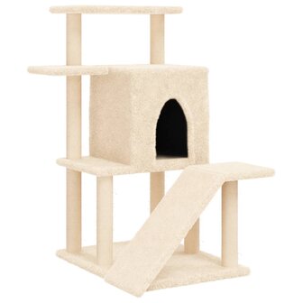 Kattenmeubel met sisal krabpalen 97 cm cr&egrave;mekleurig 2