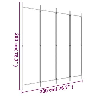 Kamerscherm met 4 panelen 200x200 cm stof antracietkleurig 8