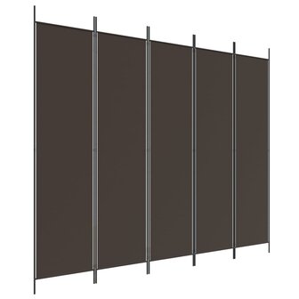 Kamerscherm met 5 panelen 250x200 cm stof bruin 2