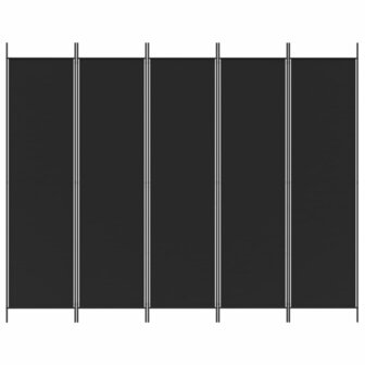 Kamerscherm met 5 panelen 250x200 cm stof zwart 3