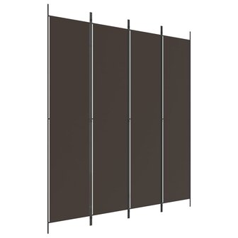 Kamerscherm met 4 panelen 200x220 cm stof bruin 2