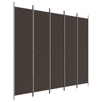 Kamerscherm met 5 panelen 250x220 cm stof bruin 2