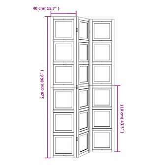 Kamerscherm met 3 panelen massief paulowniahout wit 9