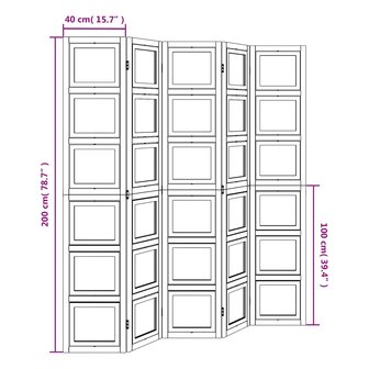 Kamerscherm met 5 panelen massief paulowniahout wit 9