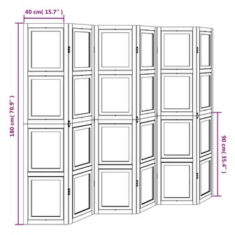 Kamerscherm met 6 panelen massief paulowniahout wit 9