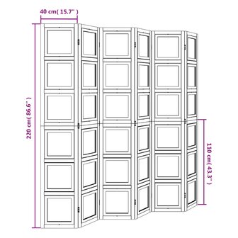 Kamerscherm met 6 panelen massief paulowniahout wit 9