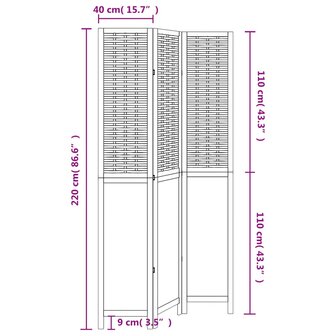 Kamerscherm met 3 panelen massief paulowniahout donkerbruin 8