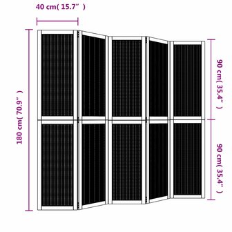 Kamerscherm met 5 panelen massief paulowniahout bruin 8