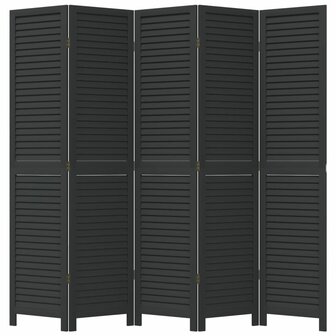 Kamerscherm met 5 panelen massief paulowniahout zwart 4