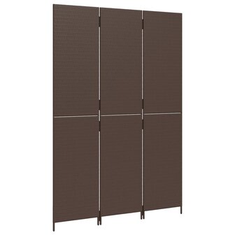 Kamerscherm 3 panelen poly rattan bruin 4