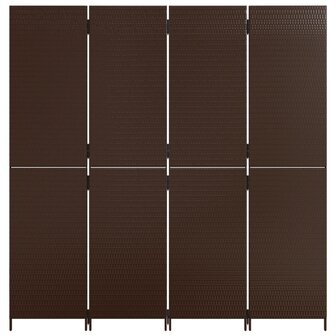 Kamerscherm 4 panelen poly rattan bruin 5