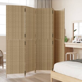 Kamerscherm 5 panelen poly rattan beige 3