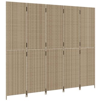 Kamerscherm 5 panelen poly rattan beige 4