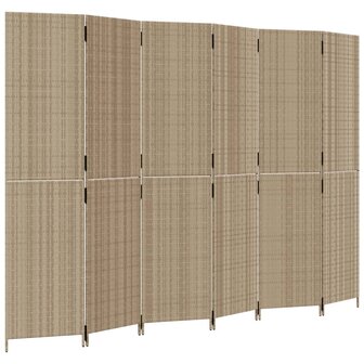 Kamerscherm 6 panelen poly rattan beige 2