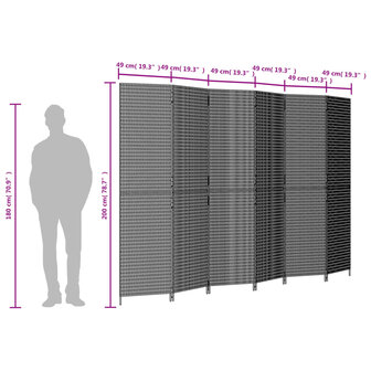 Kamerscherm 6 panelen poly rattan beige 9
