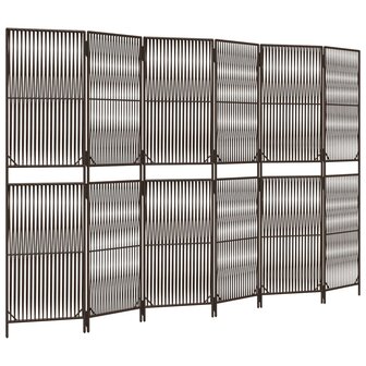 Kamerscherm 6 panelen poly rattan bruin 2