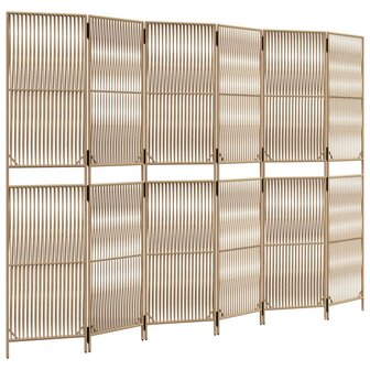 Kamerscherm 6 panelen poly rattan beige 2