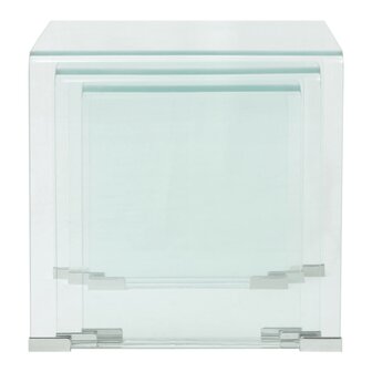 Bijzettafel set 3-dlg transparant gehard glas 5