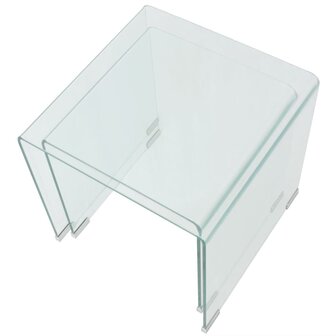 Bijzettafel set 2-dlg transparant gehard glas 4