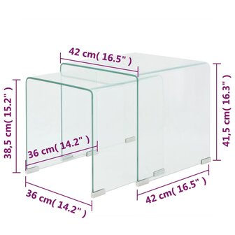 Bijzettafel set 2-dlg transparant gehard glas 6