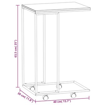 Bijzettafel met wieltjes 40x30x63,5 bewerkt hout zwart 6