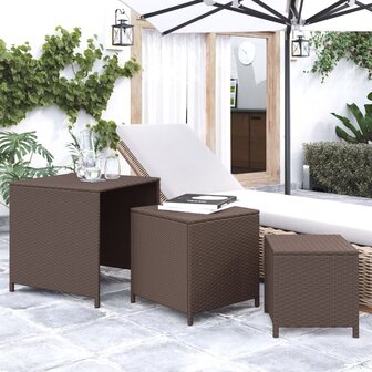 Tafeltjesset 3 st poly rattan bruin 1