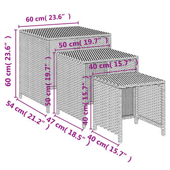 Tafeltjesset 3 st poly rattan bruin 7